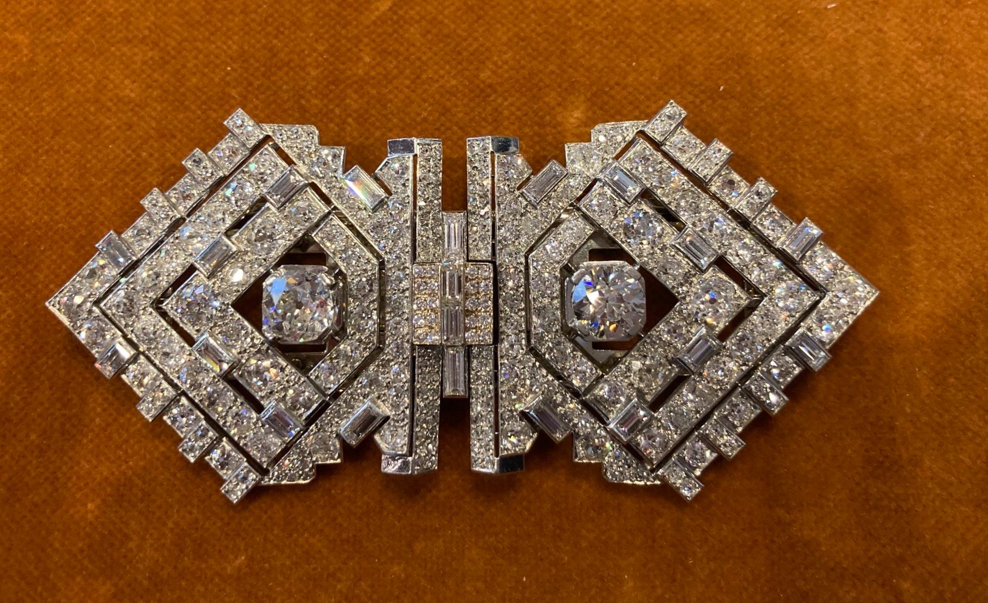Women's Large Art Deco Diamond Dress Clip Brooch