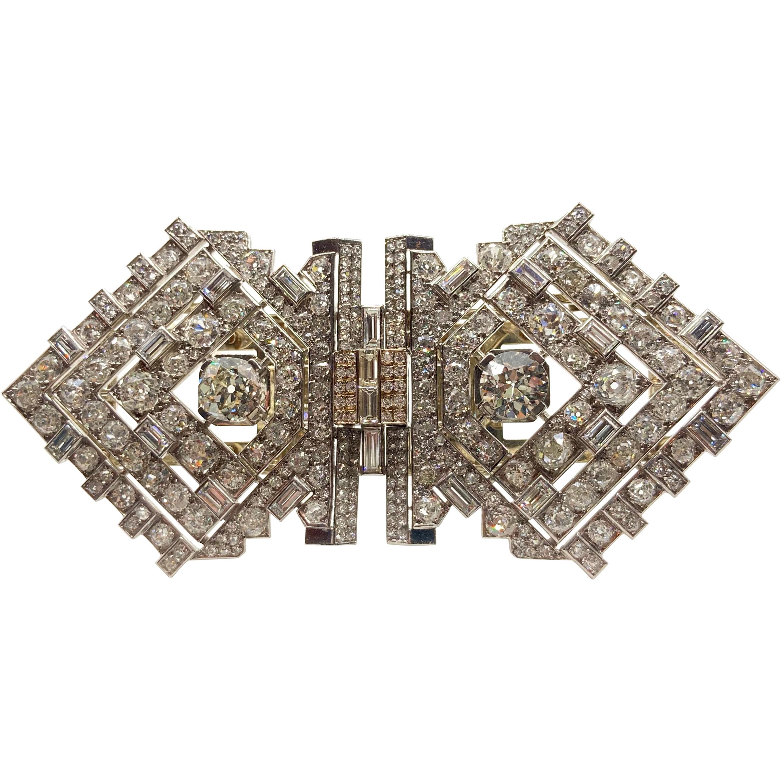 Large Art Deco Diamond Dress Clip Brooch