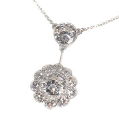 Large Art Deco Diamond Pendant with Total 4.27 Crt Brilliant Cut Diamonds, 1950s