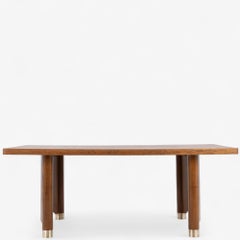 Large 'Art Deco' dining table/desk in patinated oak