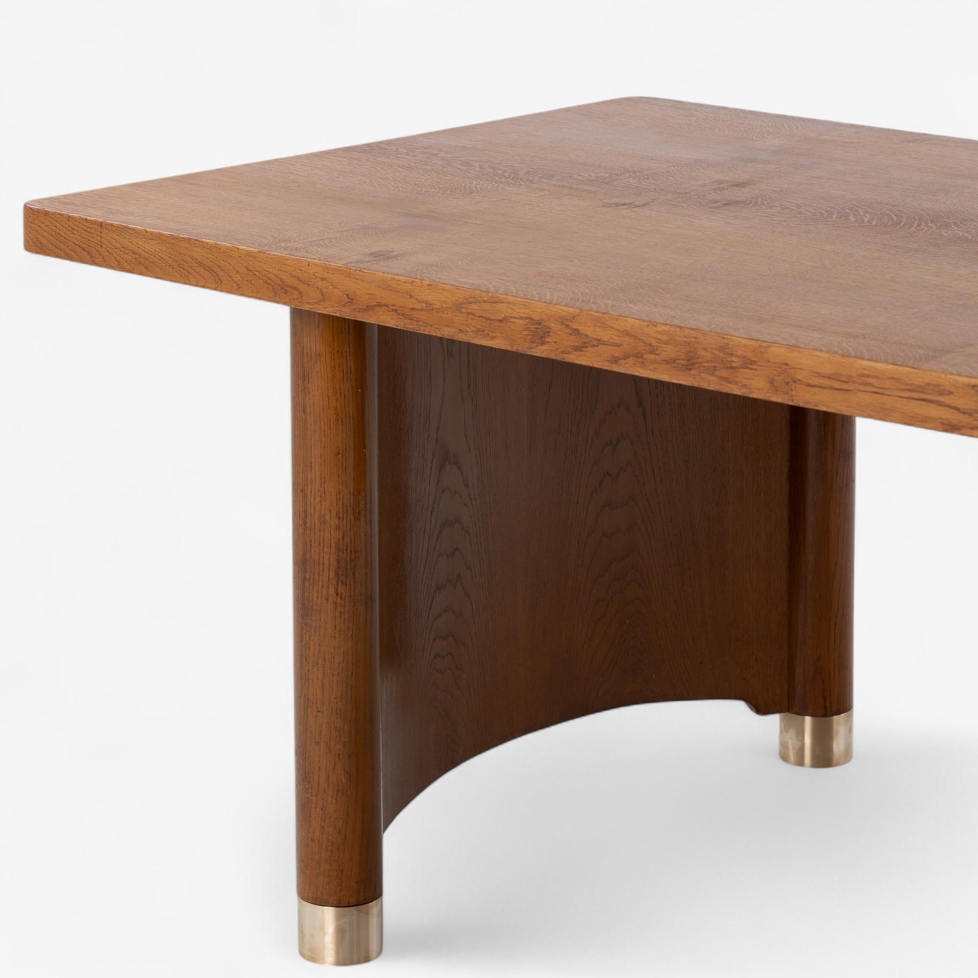Mid-Century Modern Large 'Art Deco' dining table/desk in patinated oak For Sale