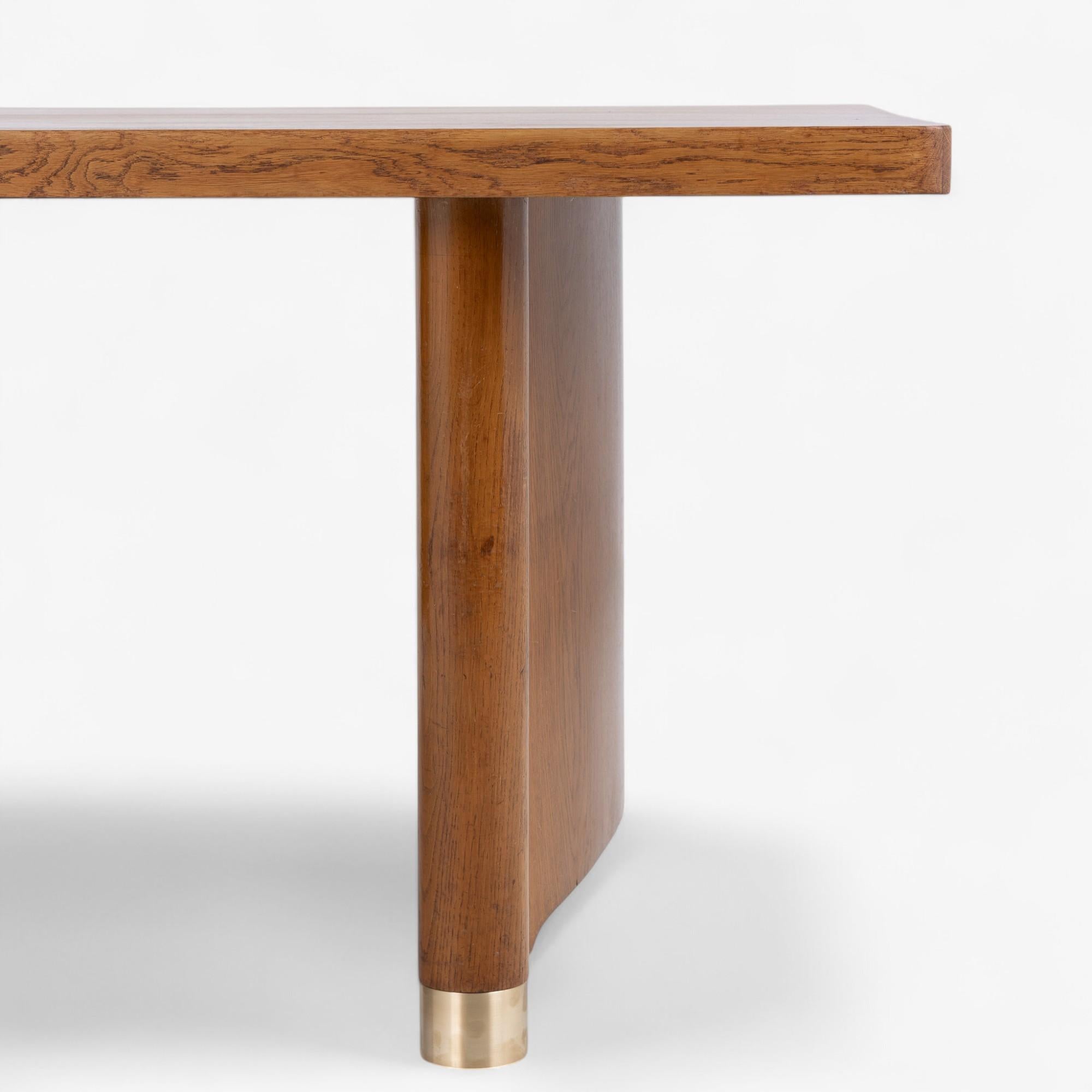 Danish Large 'Art Deco' dining table/desk in patinated oak For Sale
