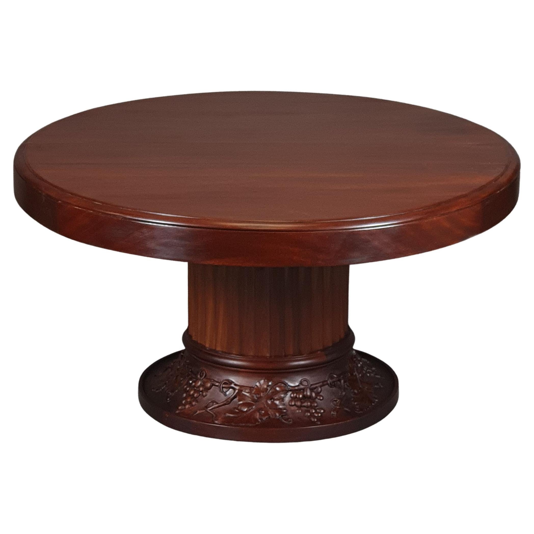 Large Art Deco Dining Table in Solid Mahogany