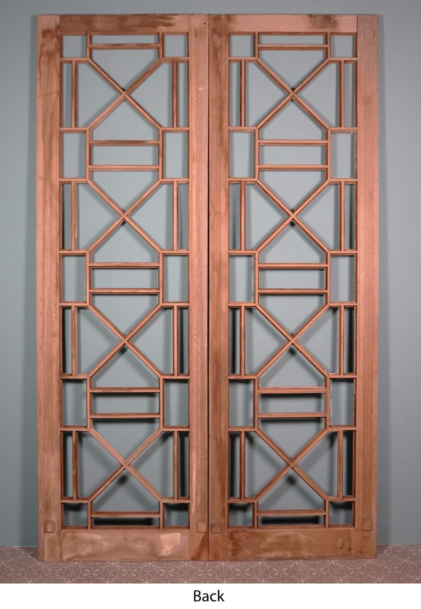 English Large Art Deco Double Doors or Geometric Screen Panels For Sale