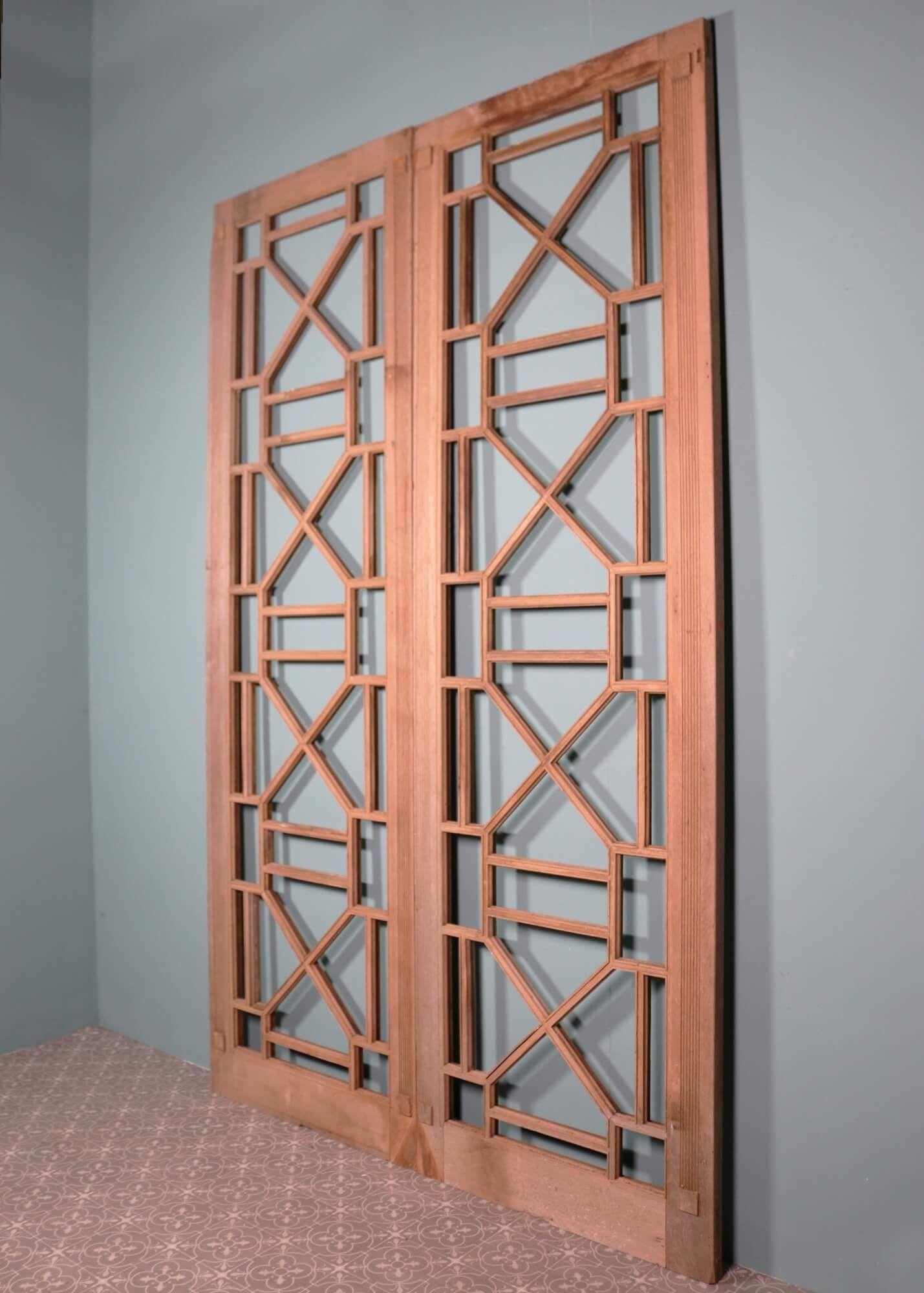 20th Century Large Art Deco Double Doors or Geometric Screen Panels For Sale