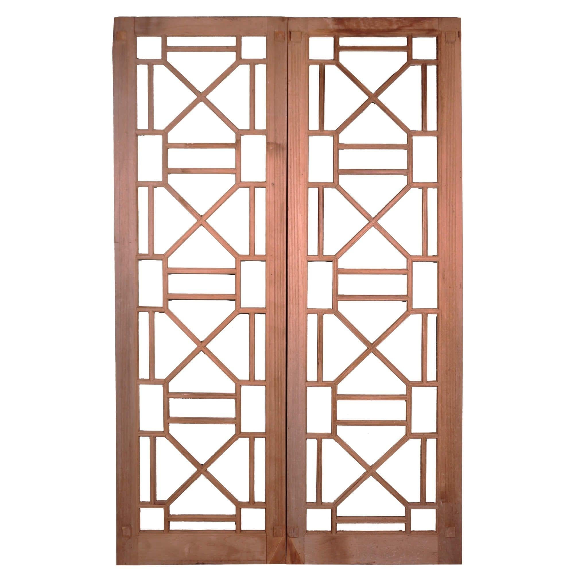 Large Art Deco Double Doors or Geometric Screen Panels For Sale