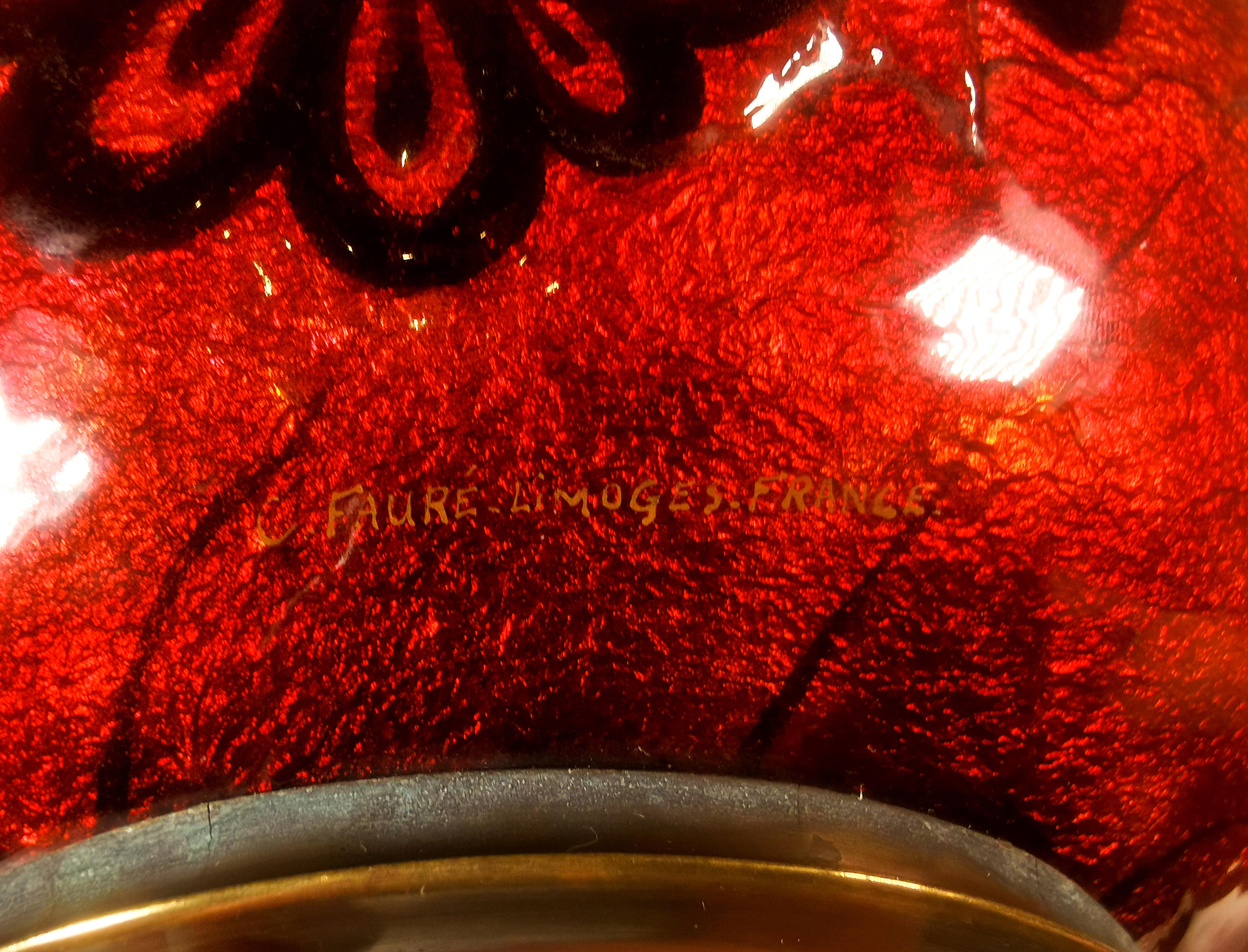 Große Art Déco-Emaille-Vase 'Volants Et Dentelles', Camille Fauré, Frankreich 1925/30 (Kupfer) im Angebot