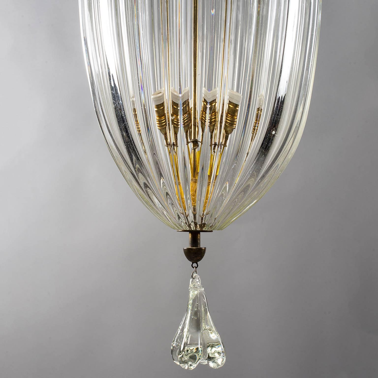 Large Art Deco Era Murano Glass Lantern Attributed to Barovier and Toso 1