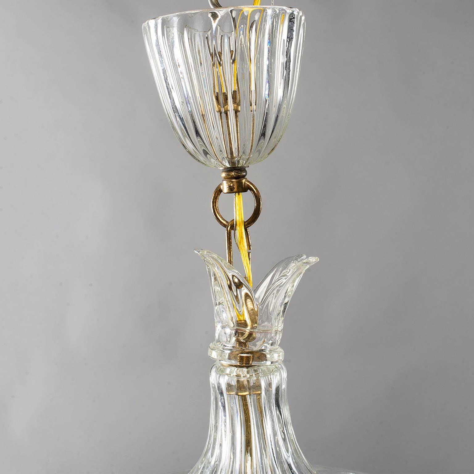 Large Art Deco Era Murano Glass Lantern Attributed to Barovier and Toso 3