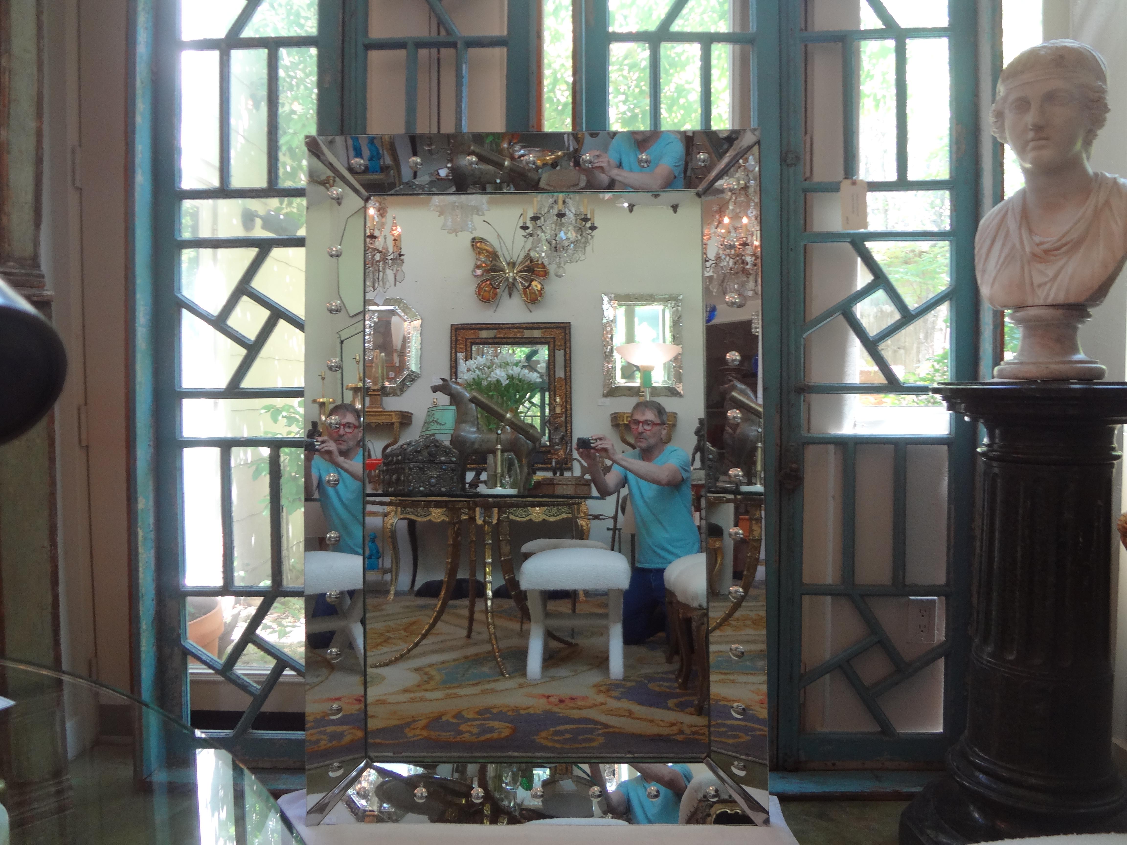 Großer Art Deco geätzter Bullseye Spiegel im venezianischen Stil im Angebot 7