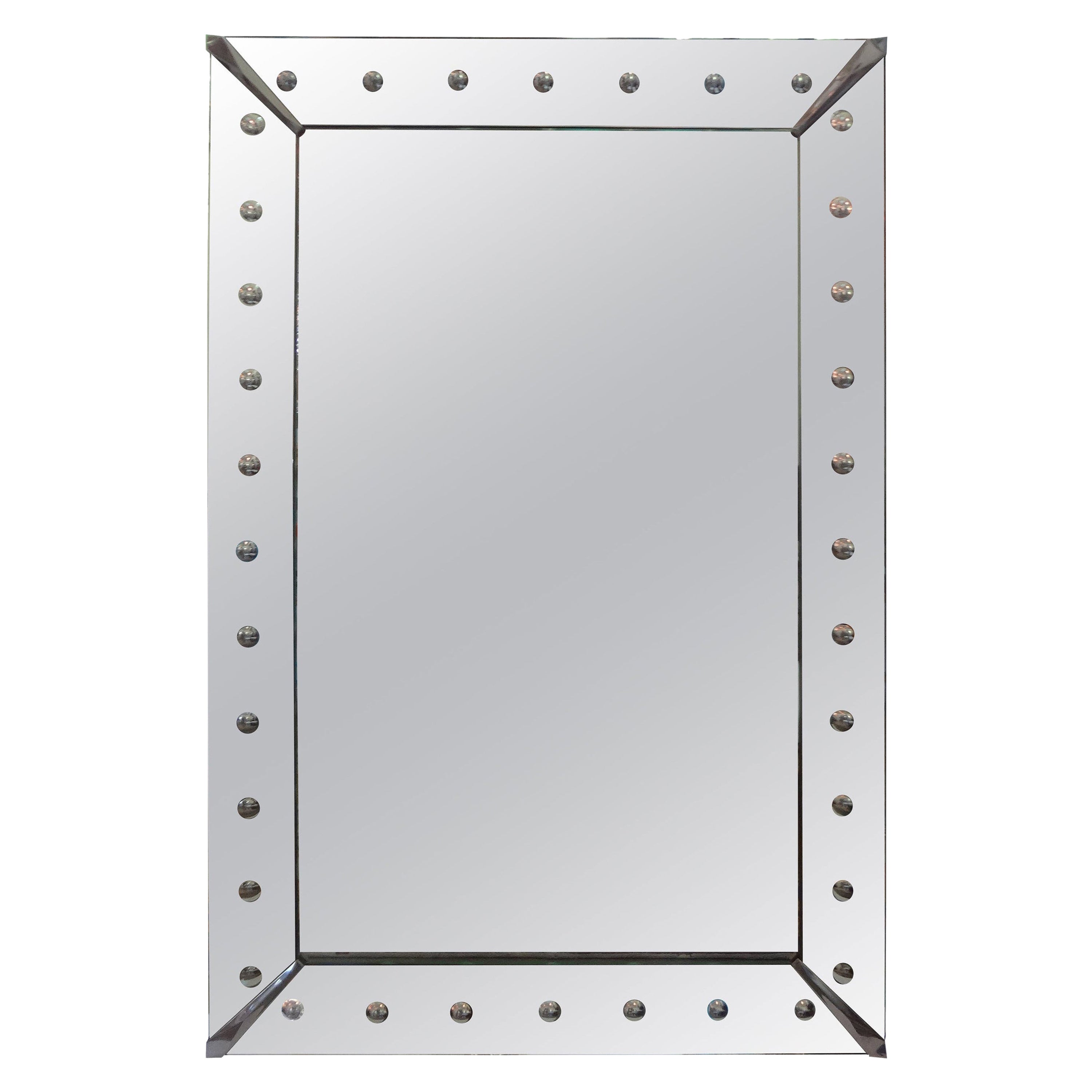 Large Art Deco Etched Bullseye Venetian Style Mirror