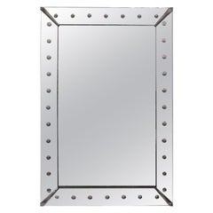 Large Art Deco Etched Bullseye Venetian Style Mirror