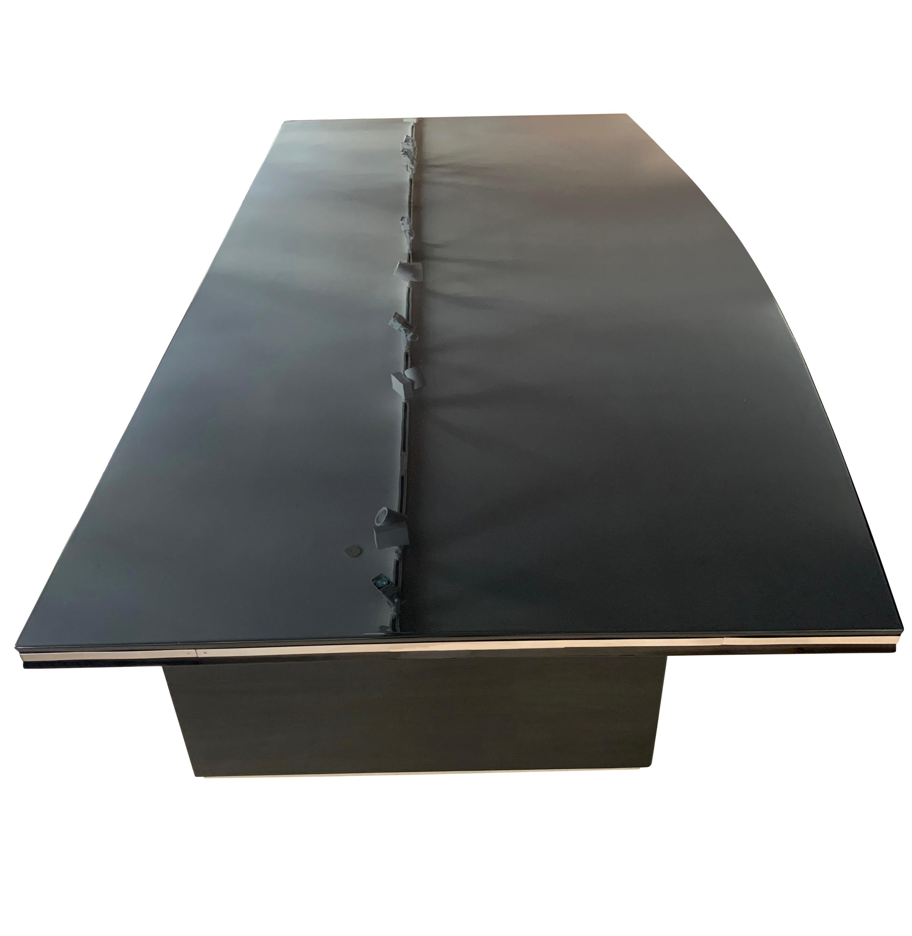 Large Art Deco Executive Desk Black Piano Lacquer And Chrome France Circa 1930 For Sale At 1stdibs