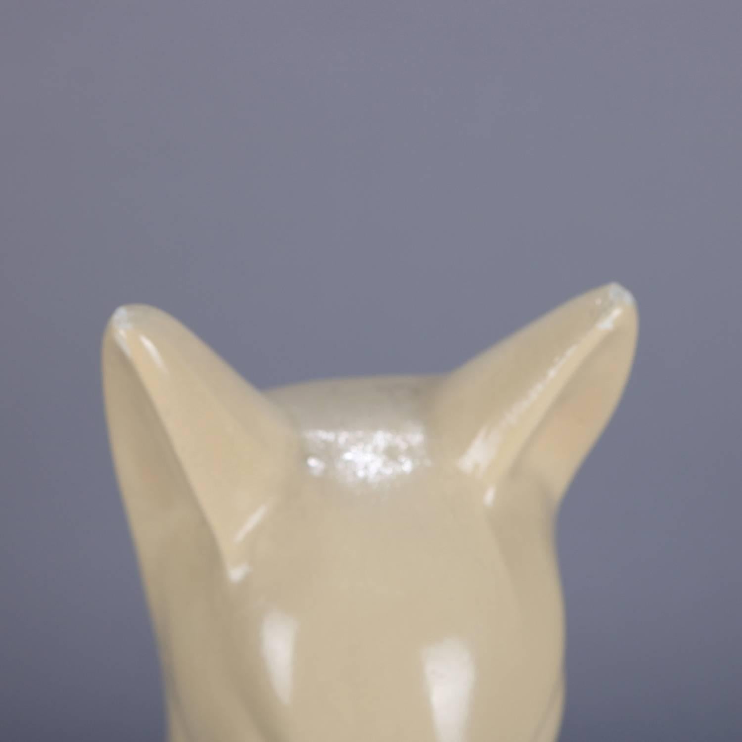 American Large Art Deco Figural Ceramic Sculpture of Siamese Cat, circa 1930