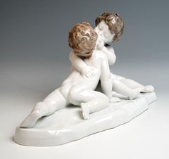 Large Art Deco Figure Group 'Young Love' by J. Limburg Rosenthal, Germany