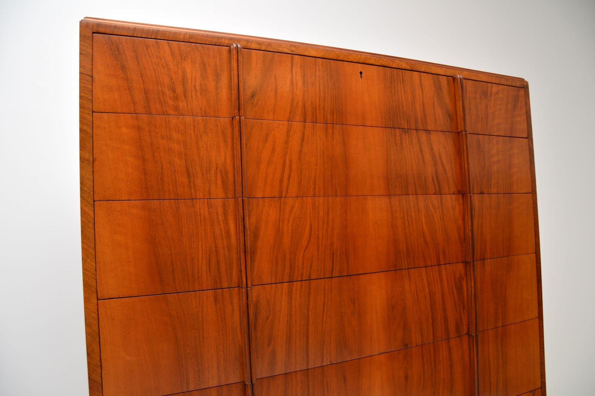 Large Art Deco Figured Walnut Chest of Drawers For Sale 5