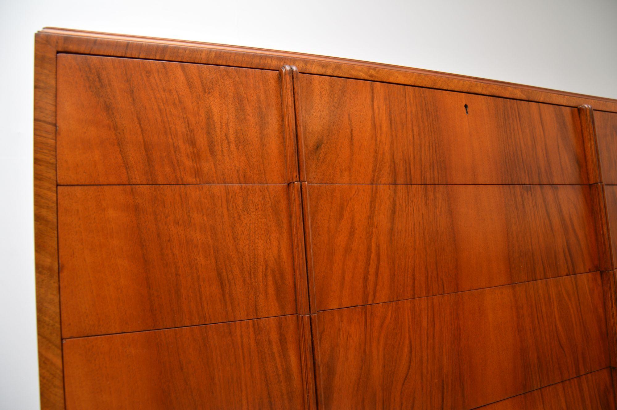 Large Art Deco Figured Walnut Chest of Drawers For Sale 6