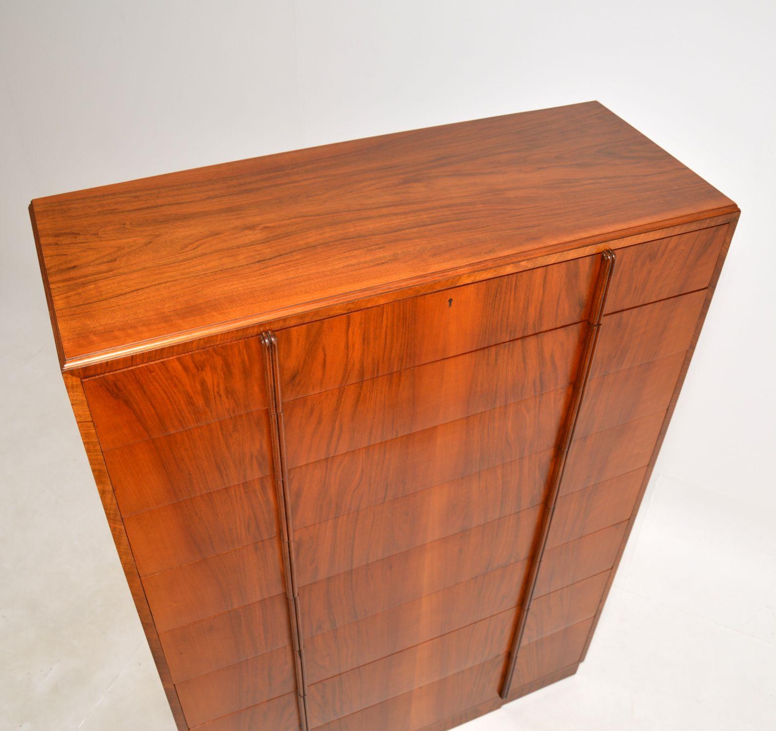 Large Art Deco Figured Walnut Chest of Drawers For Sale 2