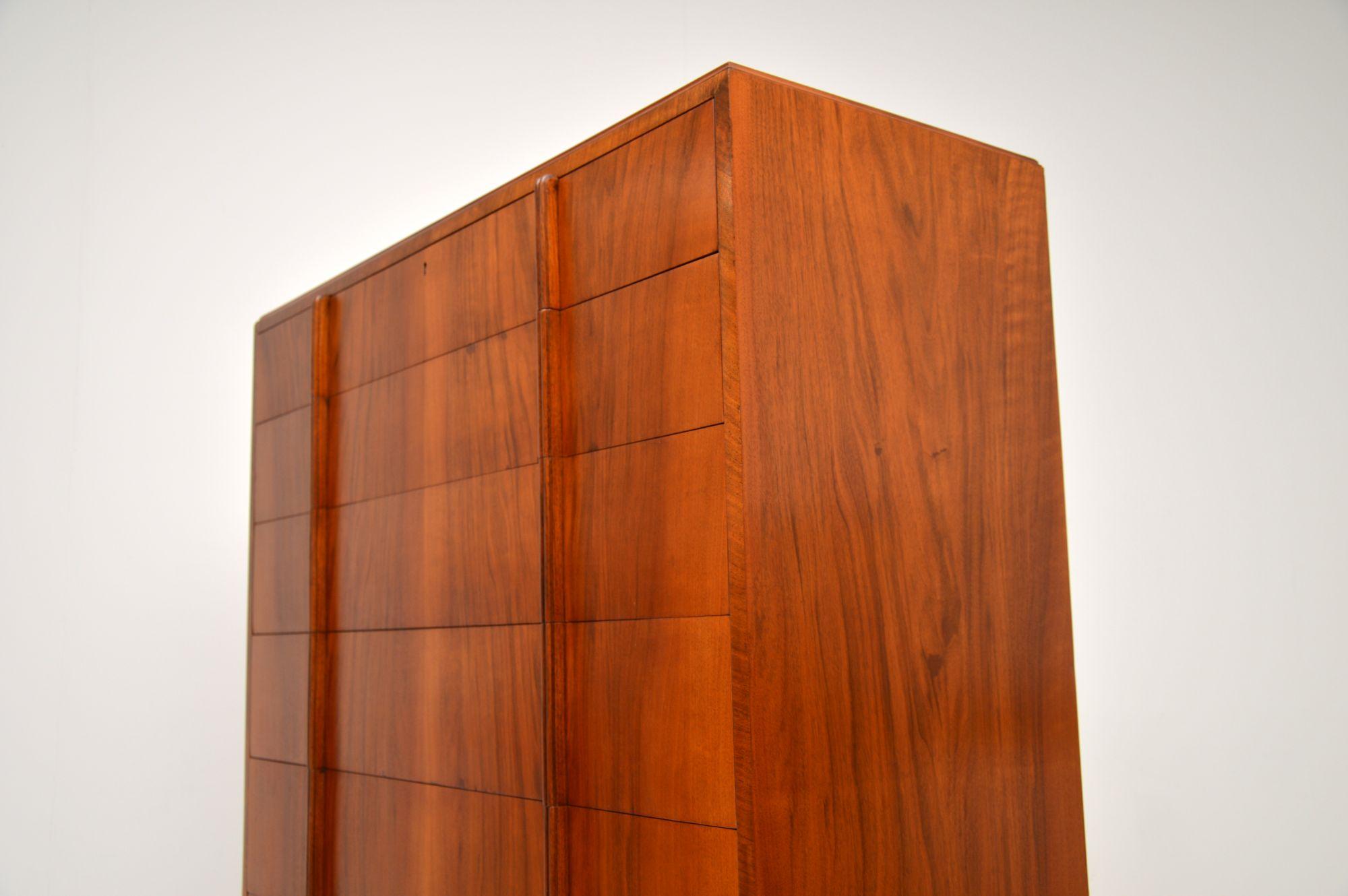 Large Art Deco Figured Walnut Chest of Drawers 4