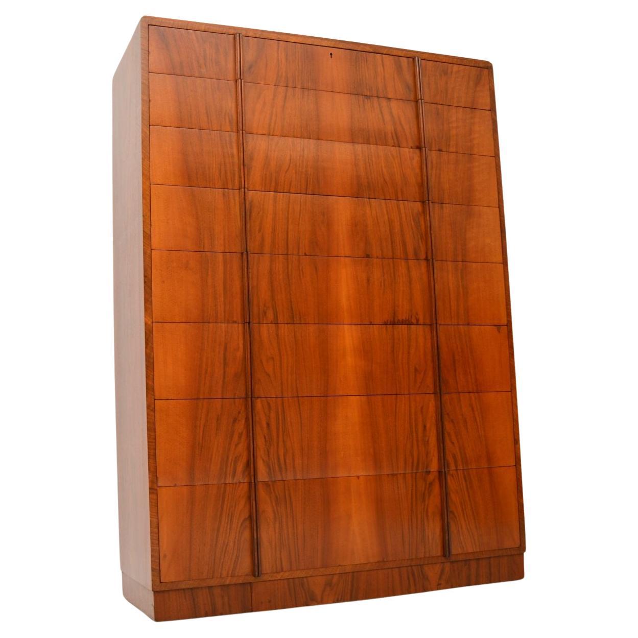 Large Art Deco Figured Walnut Chest of Drawers For Sale