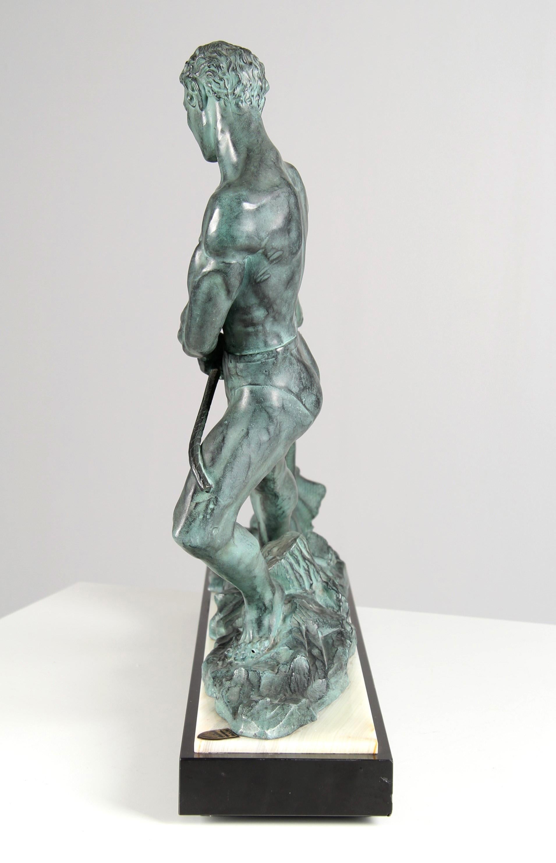 Large Art Deco Fisherman Sculpture In The Style Of Alexandre Ouline 3