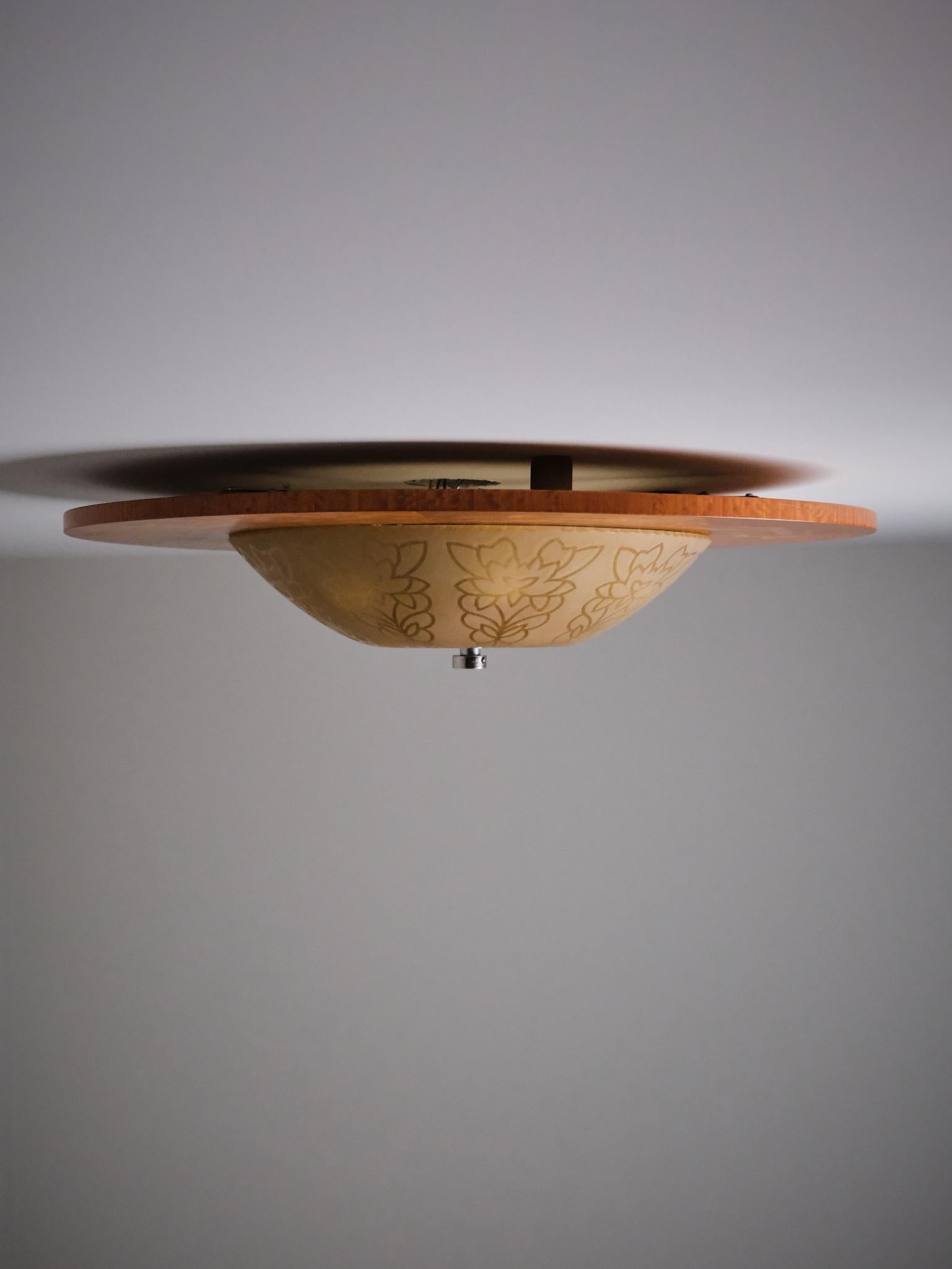 Large Art Deco flush mount ceiling lamp by Birger Ekman, Sweden, 1930s For Sale 3