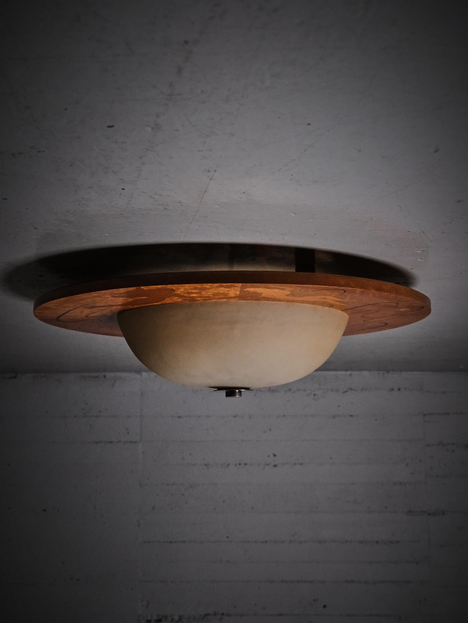 Scandinavian Modern Large Art Deco flush mount ceiling lamp by Birger Ekman, Sweden, 1930s For Sale