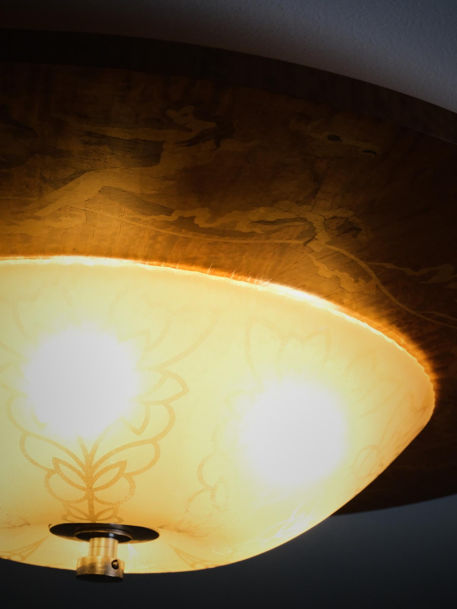 Swedish Large Art Deco flush mount ceiling lamp by Birger Ekman, Sweden, 1930s For Sale