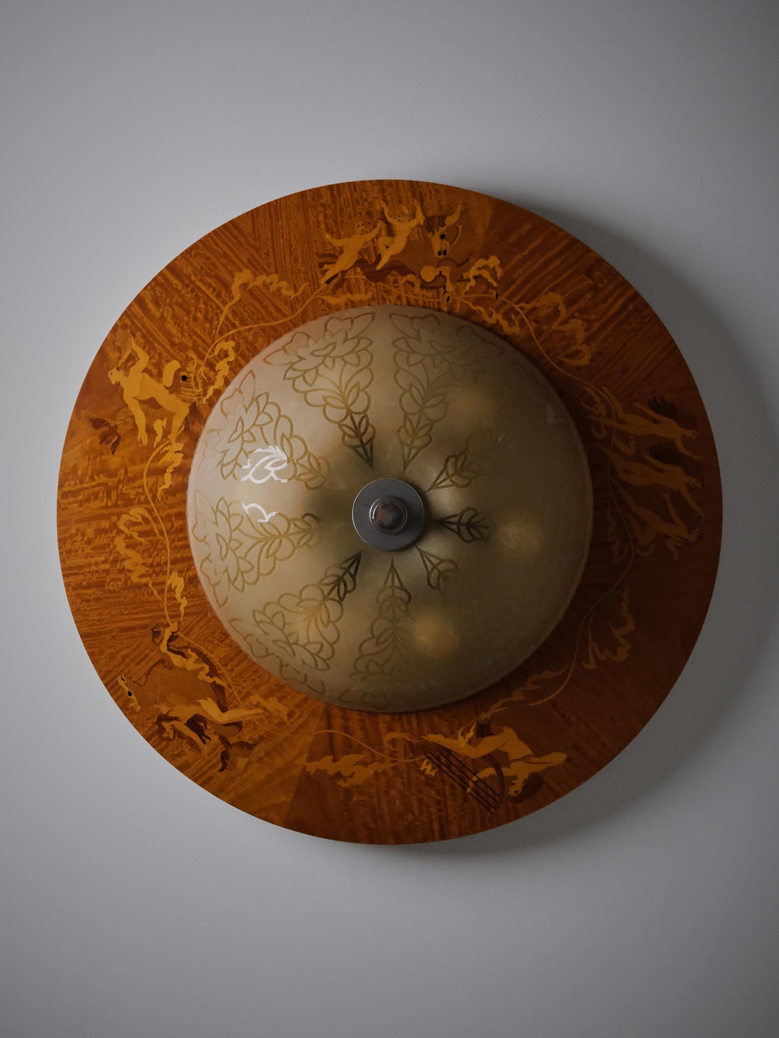 Large Art Deco flush mount ceiling lamp by Birger Ekman, Sweden, 1930s For Sale 2