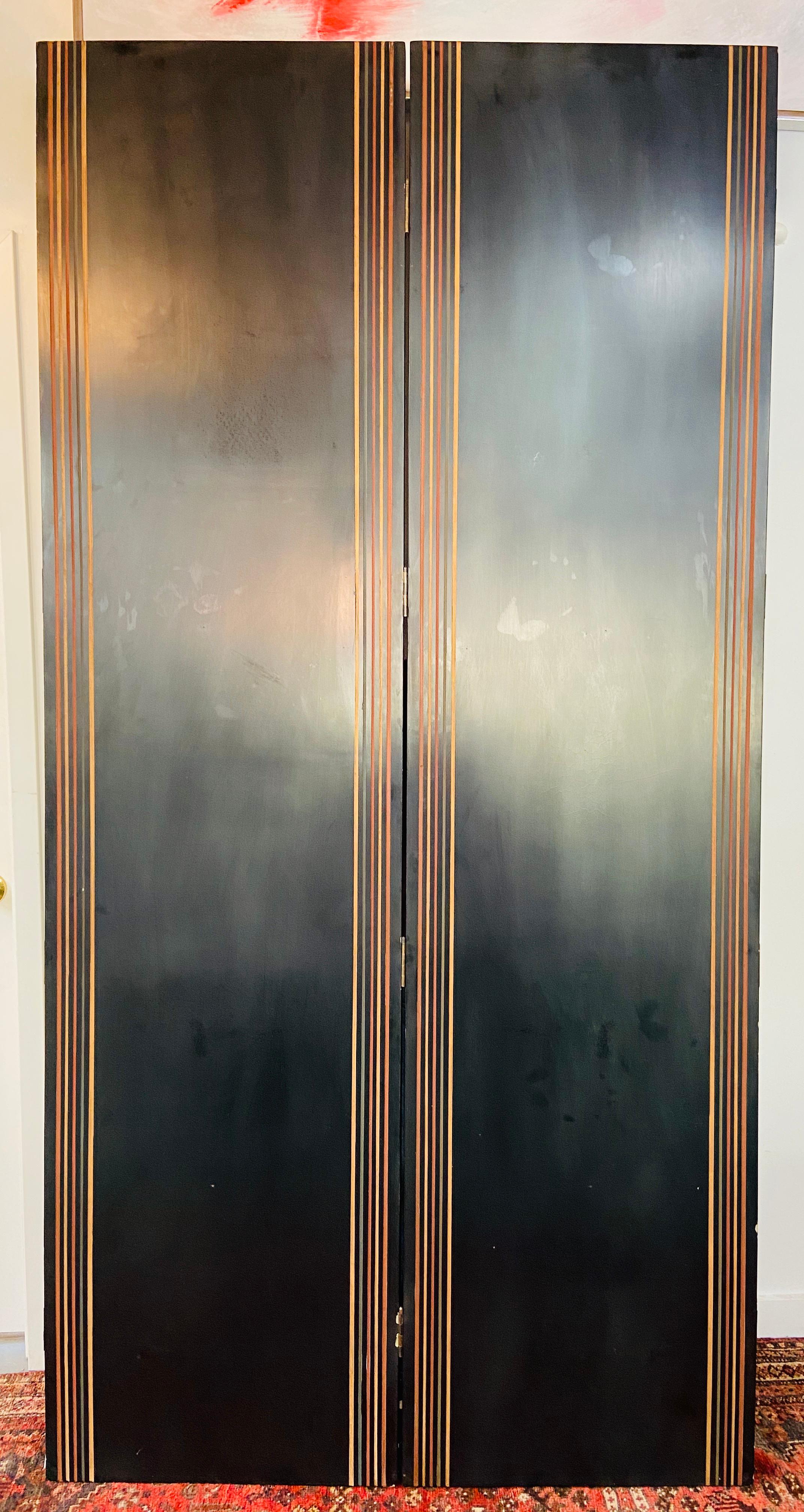 Large Art Deco Folding Screen or Room Divider by Fournier, 4 Panels 9