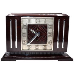 Large Art Deco French Bakelite Mantle Clock by JAZ, circa 1930s