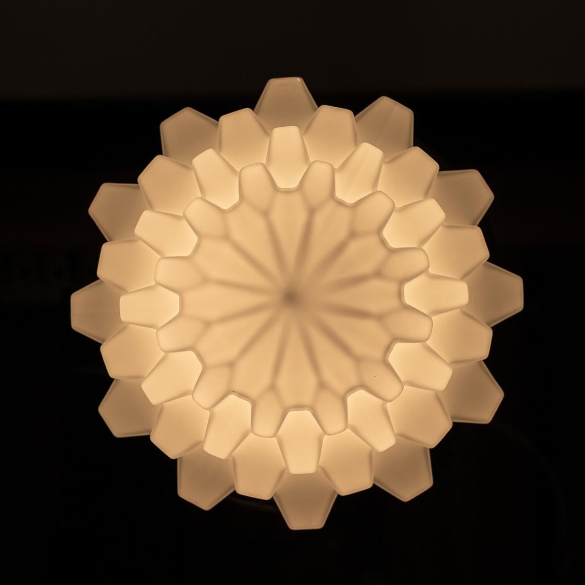 Large Art Deco Geometric Jelly Mould Opaline Glass Pendant Lights Set of Three For Sale 6
