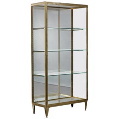 Large Art Deco Gilt Bronze and Glass Vitrine with Mirrors