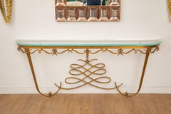 Large French Art Deco Gilt Metal Console, France 1940's