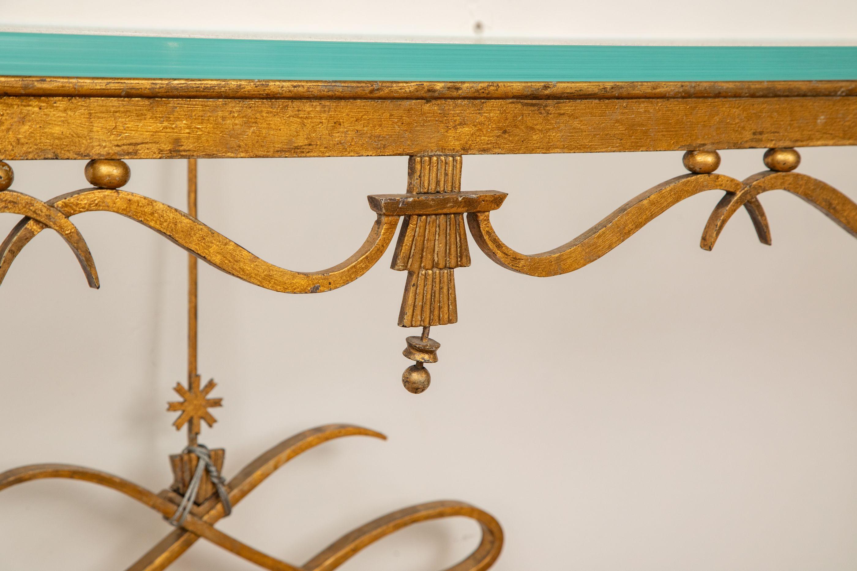Mid-20th Century Large Art Deco Gilt Metal Console, France 1940's For Sale