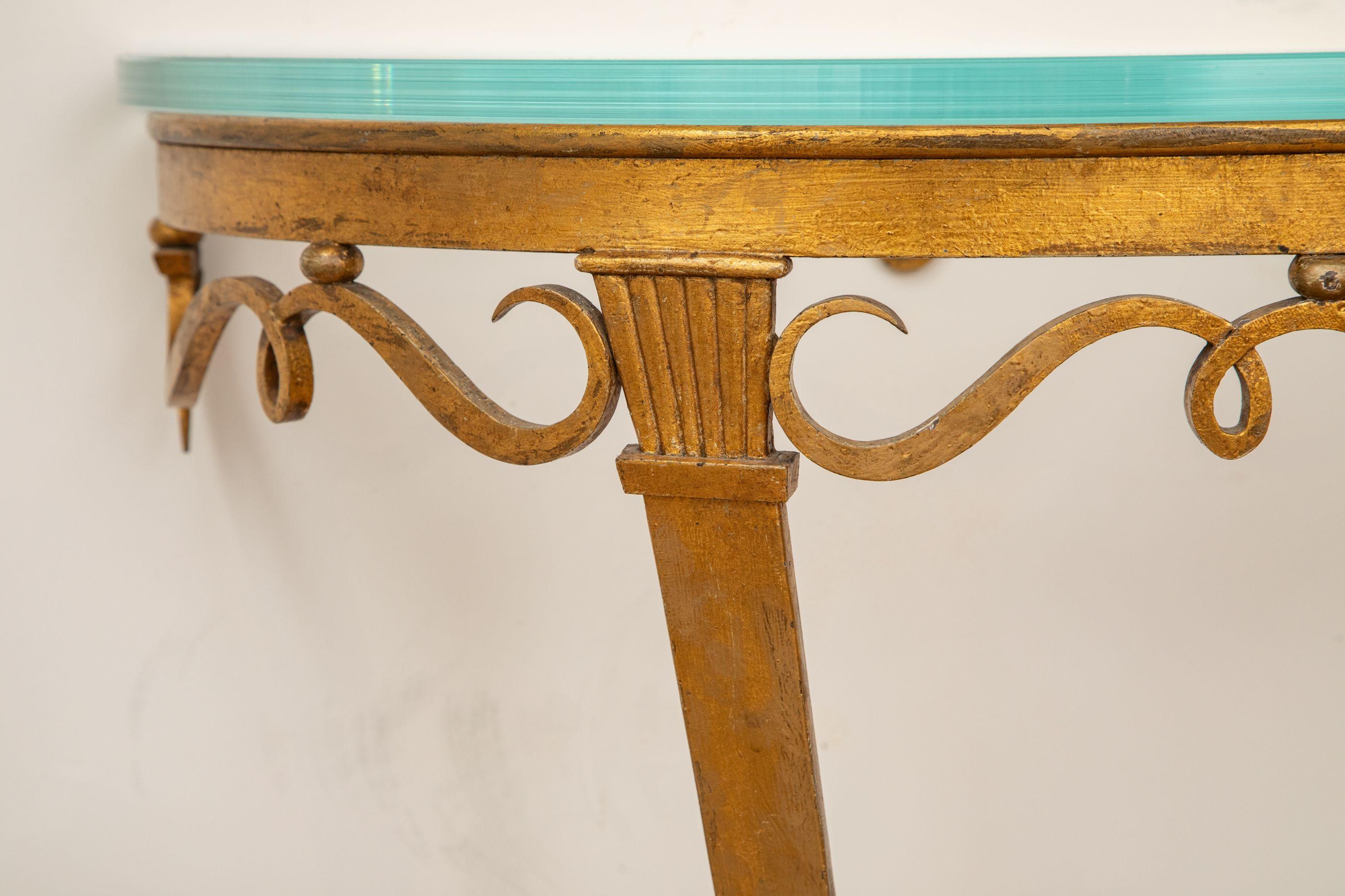 Large Art Deco Gilt Metal Console, France 1940's For Sale 1