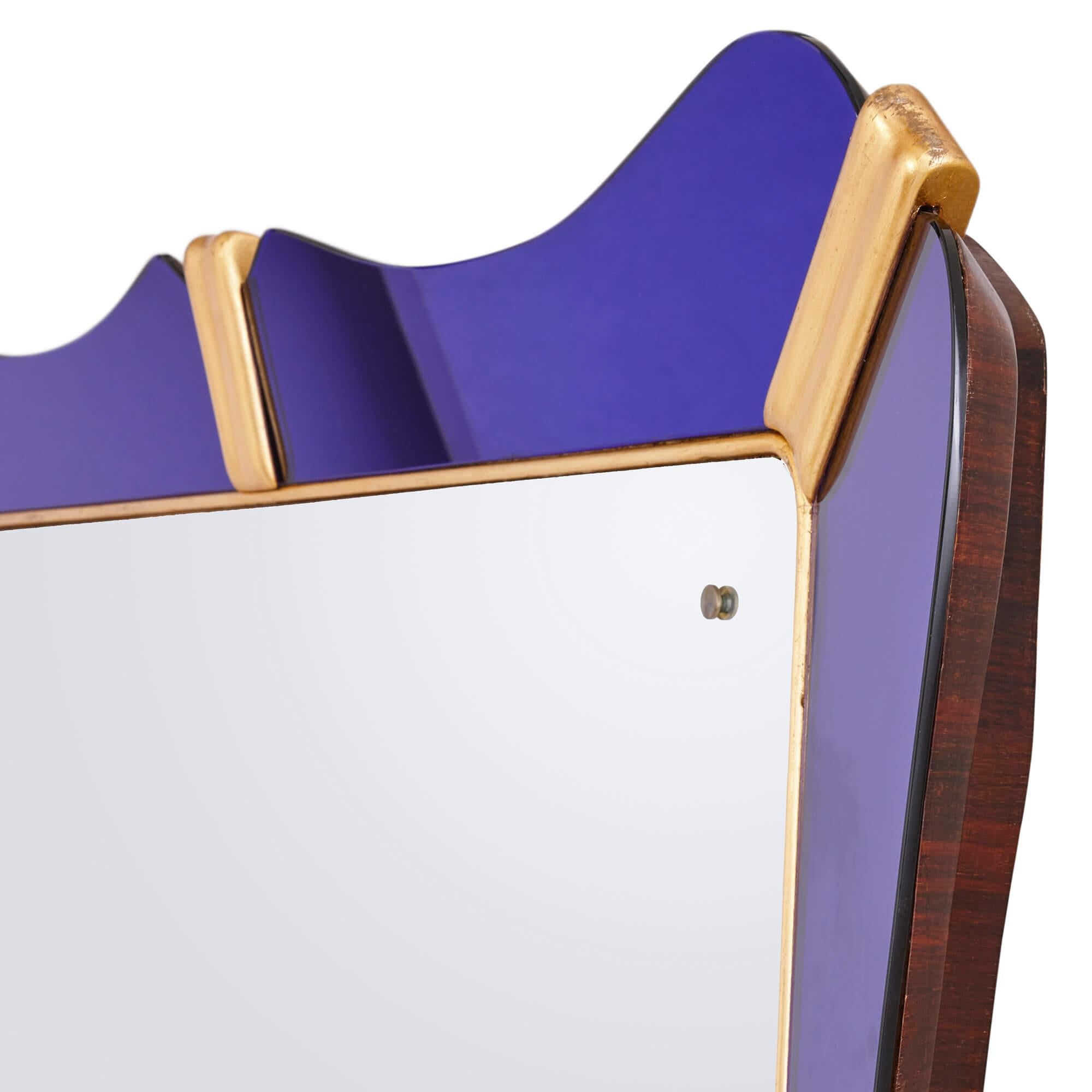 Art déco Grand miroir Art Deco en verre et bois doré en vente