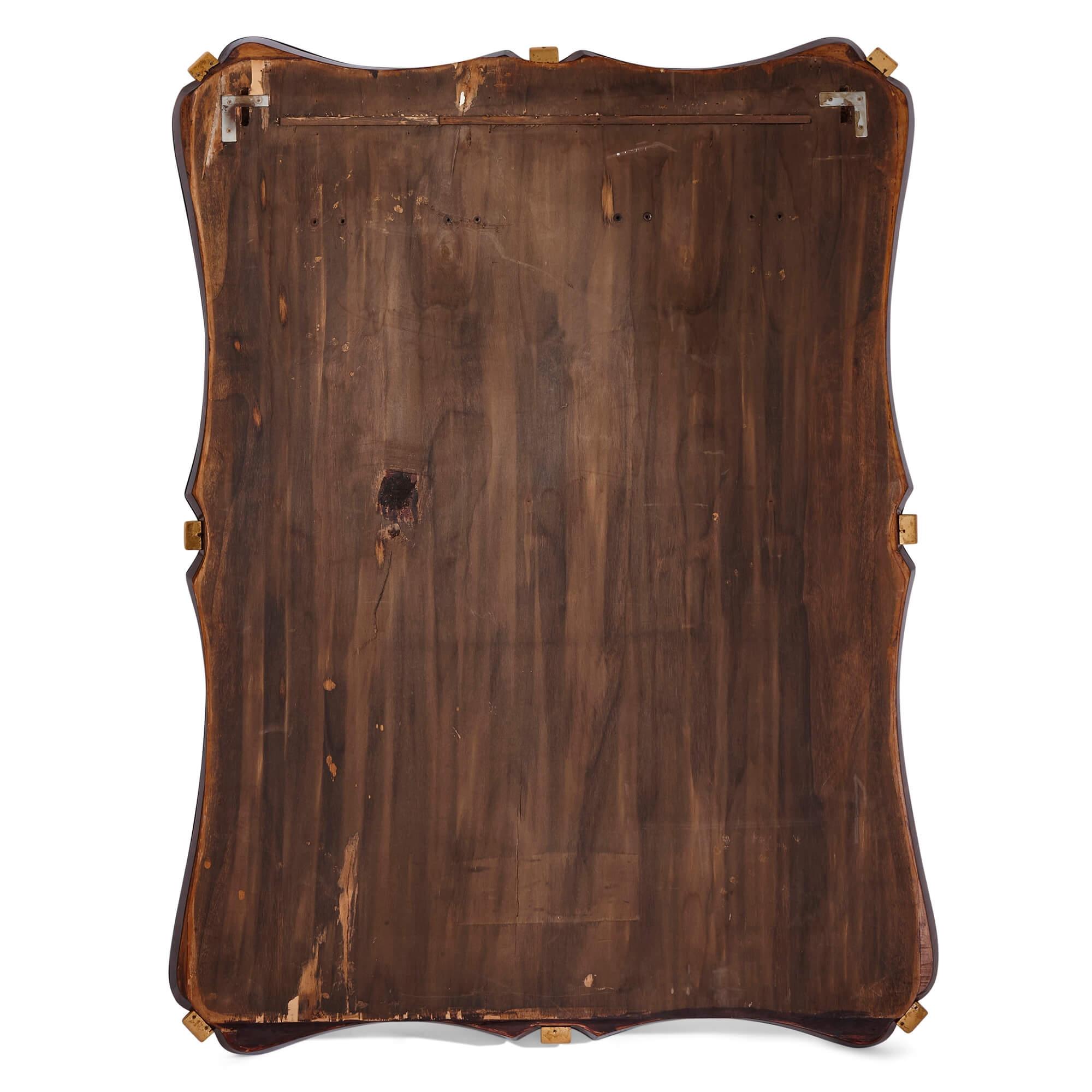 Doré Grand miroir Art Deco en verre et bois doré en vente