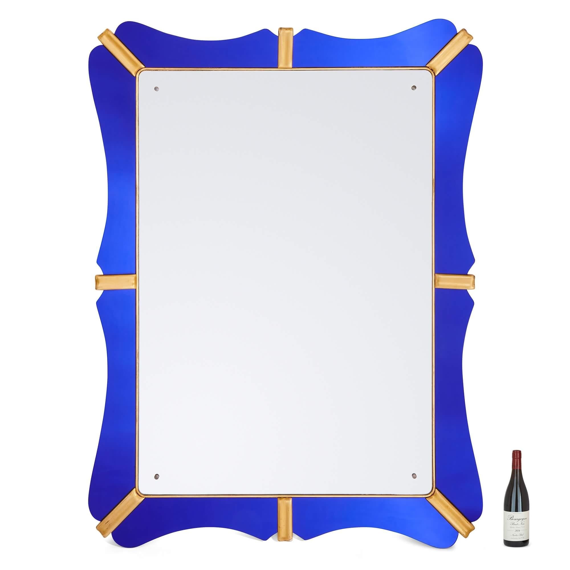 Grand miroir Art Deco en verre et bois doré Bon état - En vente à London, GB