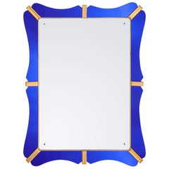 Large Art Deco Glass and Giltwood Mirror
