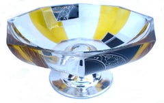 Large Art Deco Glass & Silver Plate Coupe, c1930
