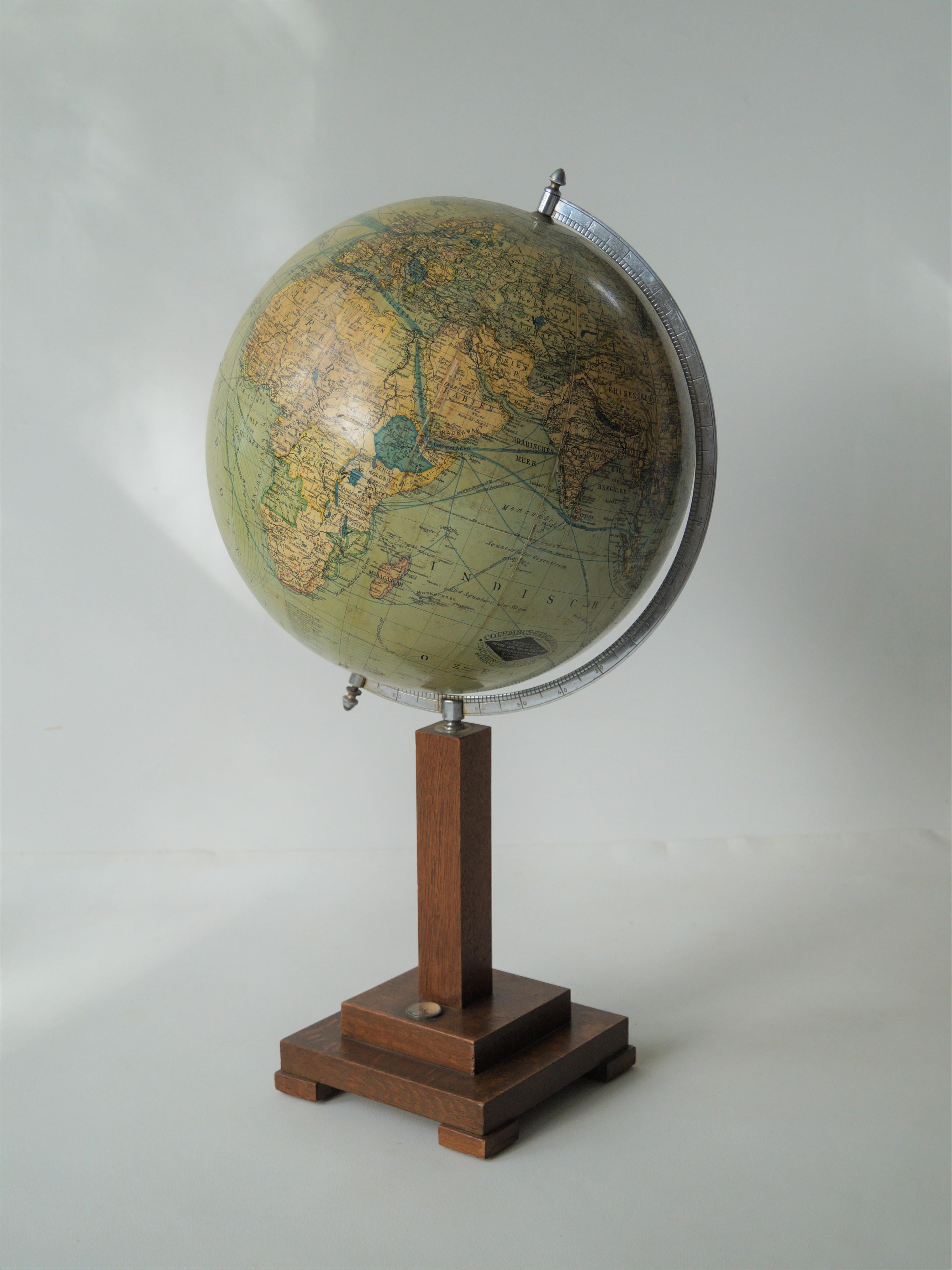 A large antique globe from the 1930s by Columbus Erdglobus (Germany, Berlin since early 1900s), and cartographers Dr. R Neuse and C. Luther.

I have verified with the manufacturer (who is still making globes) that this globe can't be later than