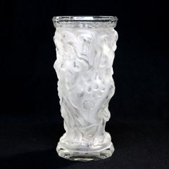 Large Art Deco Halama Czech Crystal Glass Figural Vase, Dancing Nymphs