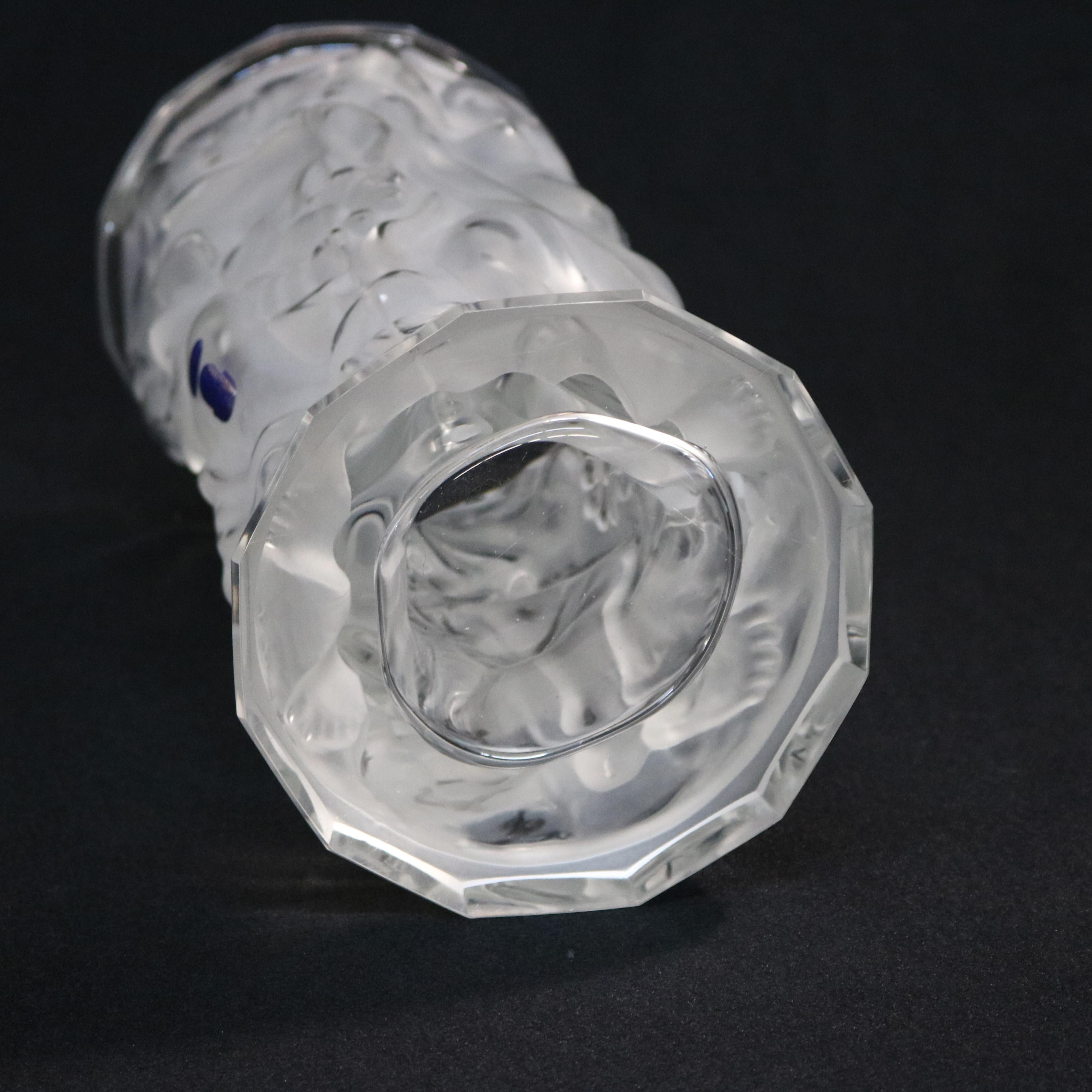20th Century Large Art Deco Halama Czech Crystal Glass Figural Vase, Dancing Nymphs