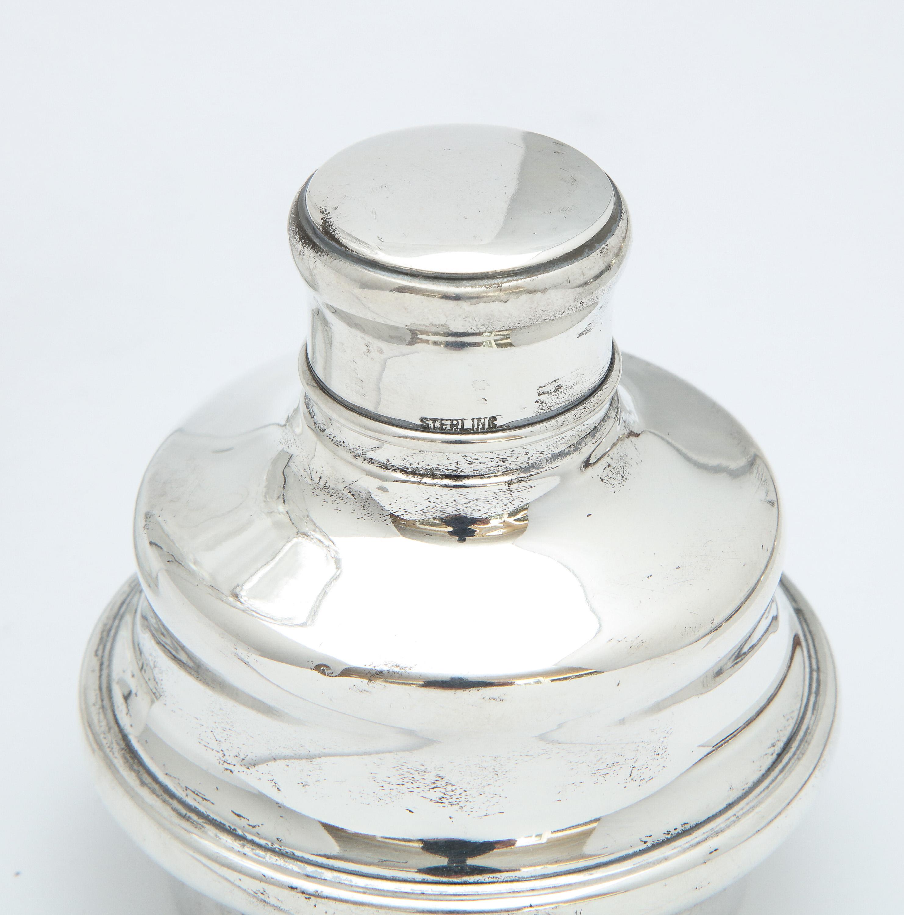 Early 20th Century Large Art Deco Hawkes Sterling Silver-Mounted Wheel Cut Cocktail Shaker