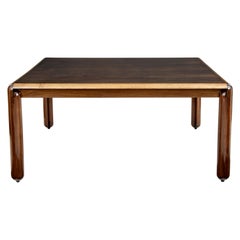 Large Art Deco Italian Walnut Square Dining Table