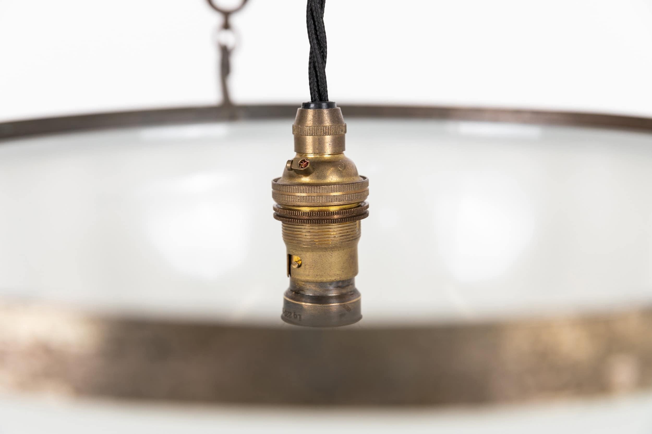Mid-20th Century Large Art Deco Jefferson 'Moonstone' Milk Glass Plafonnier Light Pendant, C.1930