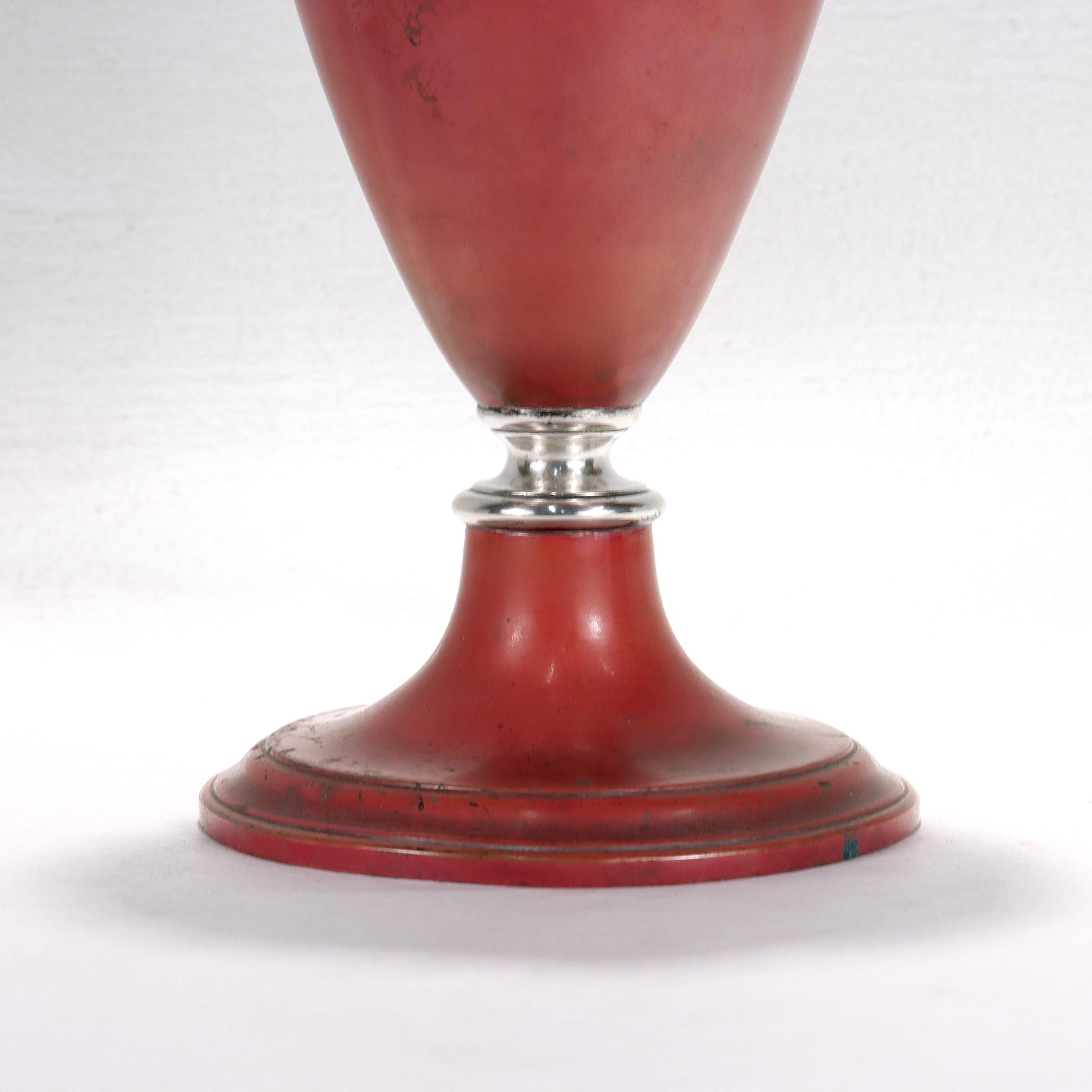 Large Art Deco La Pierre Babylonian Mixed Metals Sterling Silver & Copper Vase For Sale 9