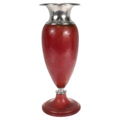 Large Art Deco La Pierre Babylonian Mixed Metals Sterling Silver & Copper Vase