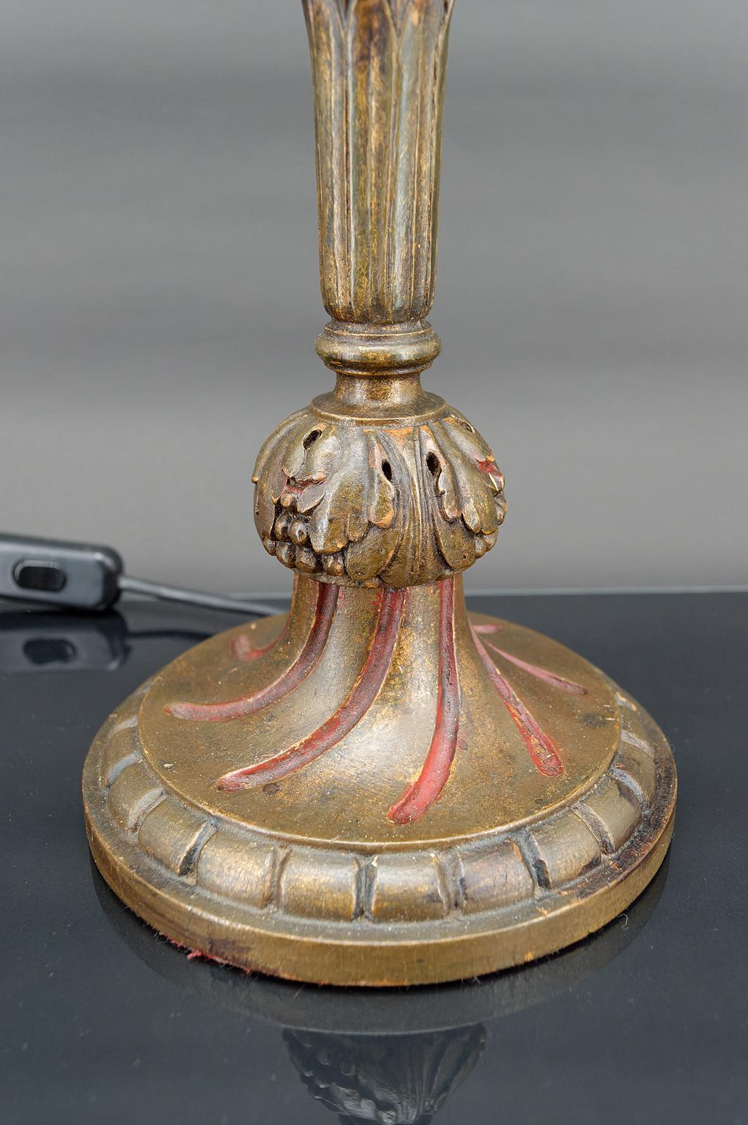Grande lampe Art Déco en bois doré, France, vers 1920 en vente 2